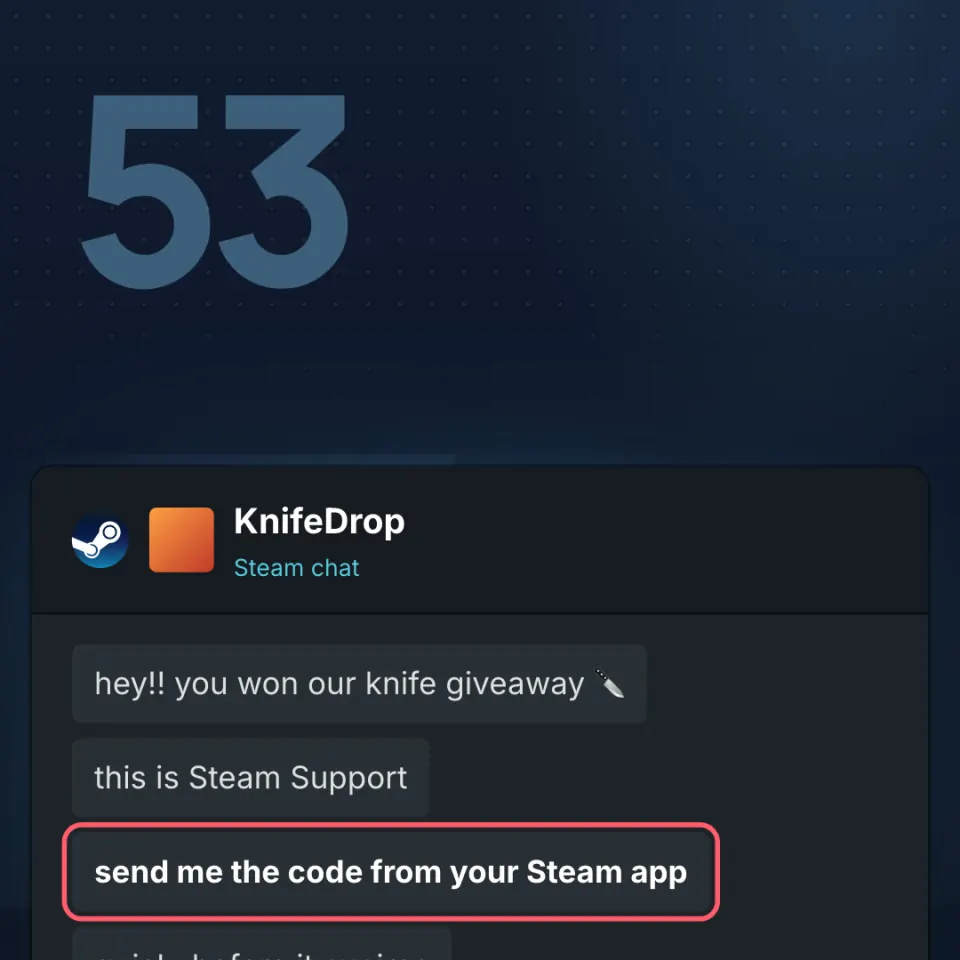 A chat that asks for the code is the trap