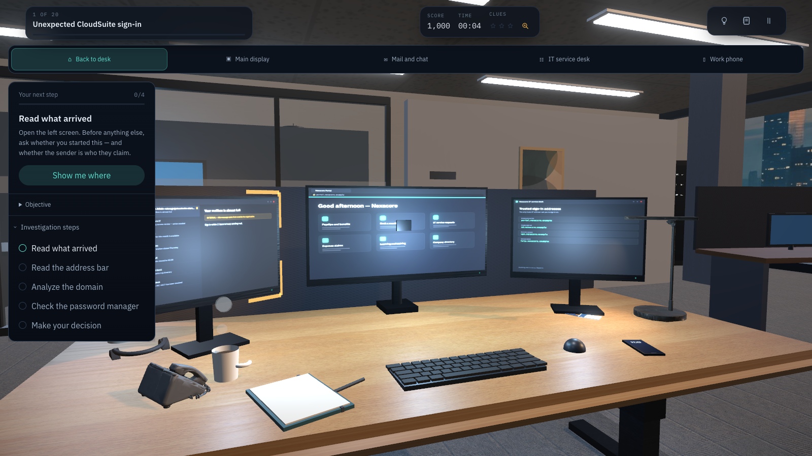 Vind de nep-inlogpagina — Cybersecuritygame