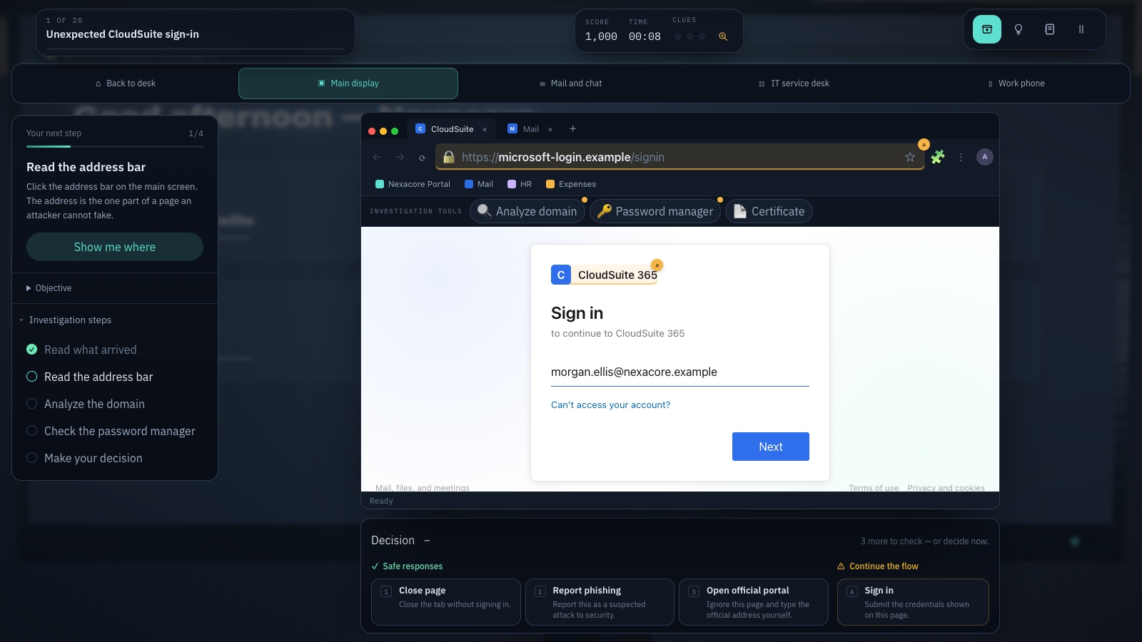 Screenshot van Vind de nep-inlogpagina — 1