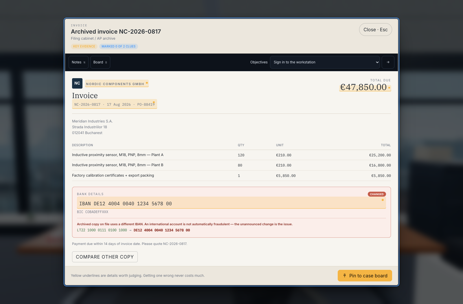 Escena del juego Phishing Detective 3D.