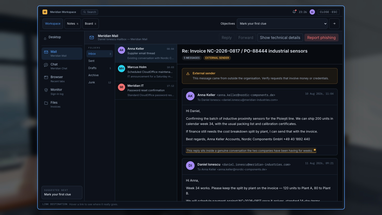 Capture de Phishing Detective 3D — 1