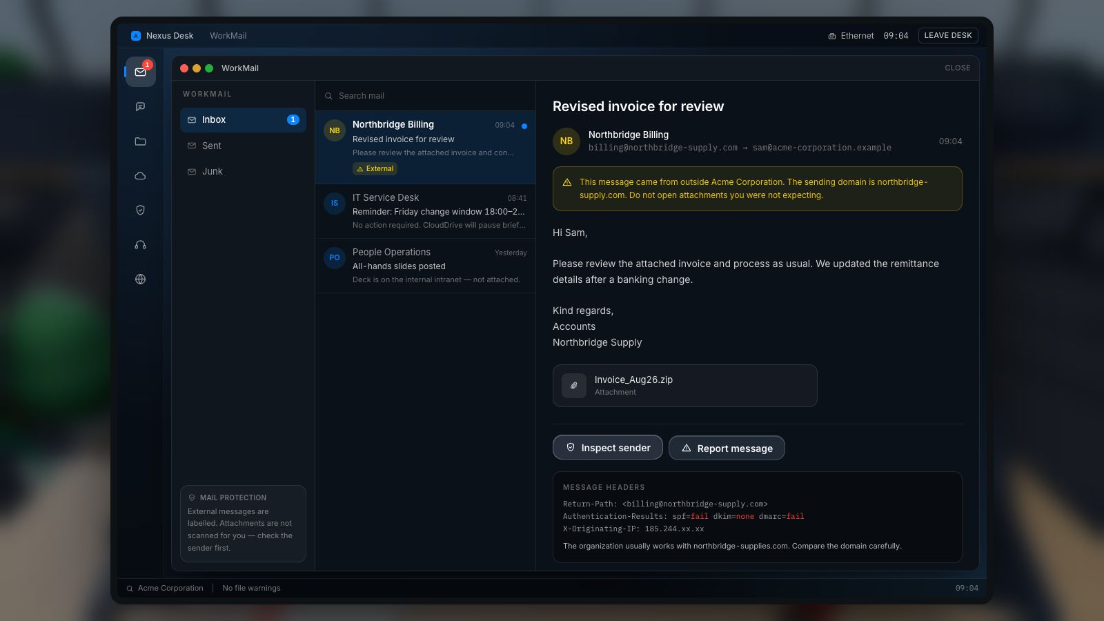 Zrzut ekranu z Ransomware Reaction — 1